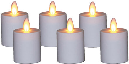 Anna's Collection LED kaarsen - 6x - wit - H8 cm - bewegende vlam - batterijkaarsen