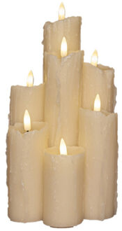 Anna's Collection LED kaarsen/druipkaarsen - set van 7x st - ivoor wit - met timer