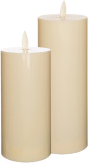 Anna's Collection LED kaarsen/stompkaarsen - set van 2x st - ivoor wit - D8 cm - voor buiten - timer functie