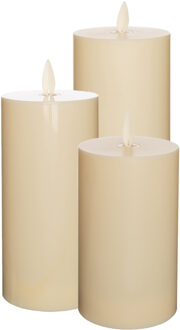 Anna's Collection LED kaarsen/stompkaarsen - set van 3x st - ivoor wit - D8 cm - voor buiten - timer functie