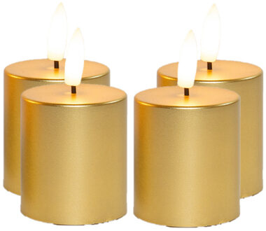 Anna's Collection LED kaarsen/stompkaarsenen - 4x st - goud - D4,5 x H8 cm - timer
