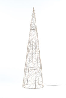 Anna's Collection LED kegel kerstboom lamp - goud - 30 leds - H60 - metaal - timer