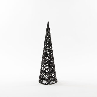 Anna's Collection LED kegel kerstboom lamp - zwart - kunststof - D12,5 x H40 cm - glitter