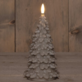Anna's Collection LED kerstboom kaars - taupe - 20 cm - kerstkaars - kerstdiner kaarsen