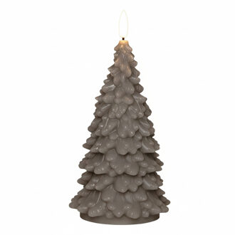 Anna's Collection LED kerstboom kaars - taupe - 20 cm - kerstkaars - kerstdiner kaarsen