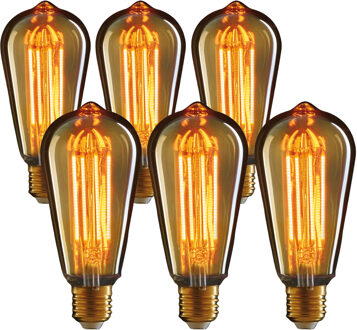 Anna's Collection LED lampje Retro E27 fitting 2W - 6x - gloeidraad- sfeerlampen - designlampen - 145 x 64 mm