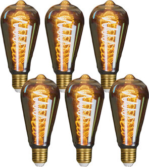 Anna's Collection LED lampje Retro E27 fitting 2W - 6x - spiraal gloeidraad- dimbaar - designlampen - 145 x 64 mm