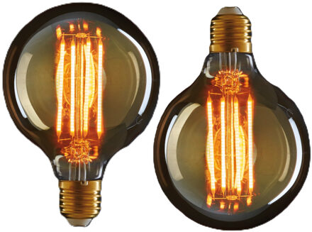Anna's Collection LED lampjes Retro E27 fitting 2W - 2x st- gloeidraad- sfeerlampen - designlampen - 135 x 95 mm