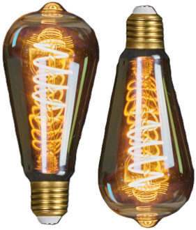 Anna's Collection LED lampjes Retro E27 fitting 2W - 2x st -spiraal gloeidraad - designlampen - 14,5 cm
