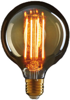 Anna's Collection LED Retro gloeilamp - sfeerlamp/designlamp - oranje glas - 135 x 95 mm