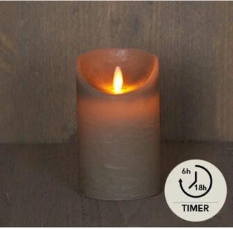 Anna's Collection LED Rustiek stompkaars taupe 7,5x12,5cm