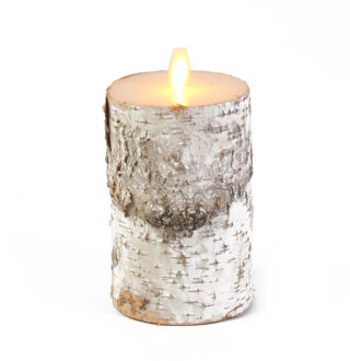 Anna's Collection LED Stompkaars - wit met berkenhout print - 12 x 7 cm?- sfeerverlichting