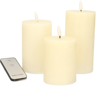 Anna's Collection LED Stompkaarsen met afstandsbediening - 3x - ivoor