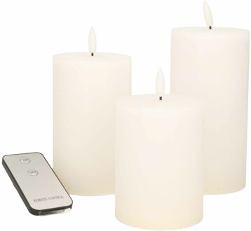 Anna's Collection LED Stompkaarsen met afstandsbediening - 6x - wit - 10/12.5/15 cm