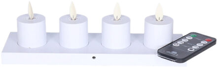 Anna's Collection LED theelichtjes - 4x st - oplaadbaar - wit - H6 cm - met oplaadstation en afstandsbediening
