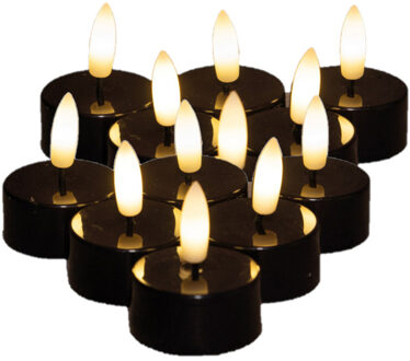 Anna's Collection LED theelichtjes/waxinelichtjes - 24x st - zwart - D3,5 x H1,5 cm