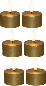 Anna's Collection LED theelichtjes/waxinelichtjes - 6x st - goud - D4 x H5 cm