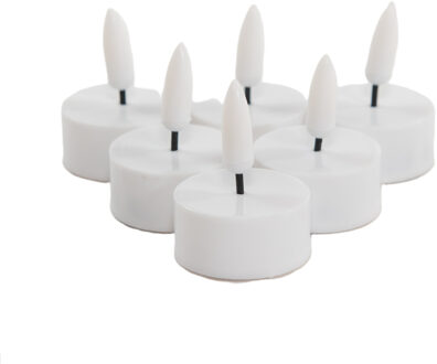 Anna's Collection LED theelichtjes/waxinelichtjes - 6x st - wit - D4 x H2 cm