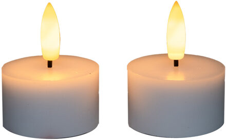 Anna's Collection LED theelichtjes/waxinelichtjes - 6x - wit - D4 x H5 cm - 3D vlam - timer