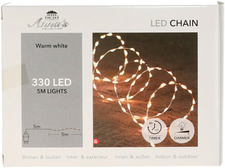 Anna's Collection LED zilver draad 100 LED / 5 meter LED warm wit met timer