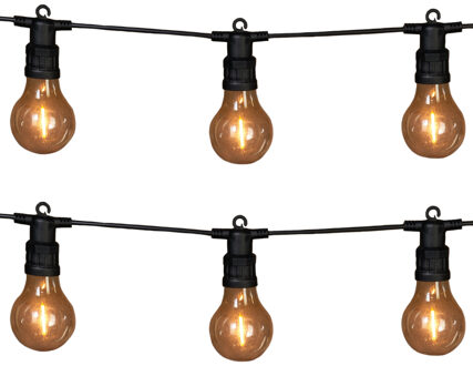 Anna's Collection Lichtsnoer - 2x stuks - 10 bollen lampjes - 10 meter - klassiek warm wit - buiten - tuinverlichting