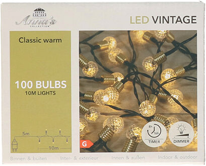 Anna's Collection Lichtsnoer - vintage bolletjes - 100 led lampjes - warm wit - 10 m - sfeerverlichting