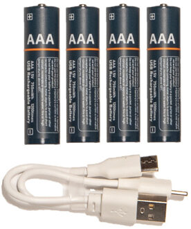 Anna's Collection Oplaadbare batterijen - AAA - 4x stuks - met USB kabel Multi