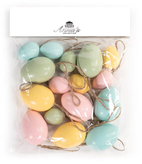 Anna's Collection Paaseieren - 16x - kunststof - pastel - 4/6 cm - paasdecoratie Lichtblauw