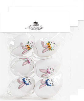 Anna's Collection Paaseieren met haasjes - 24x - kunststof - 6 cm - paasdecoratie