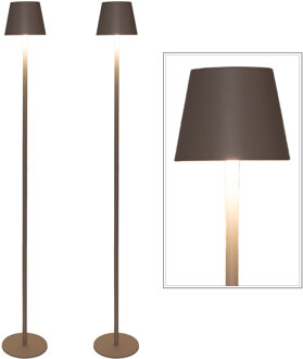 Anna's Collection Portable lamp staand Ambiance - 2x - 120 cm - beige/zand - aanraaksensor - draadloos/oplaadbaar USB