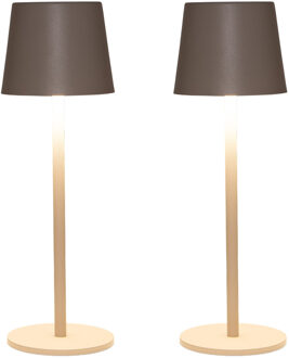 Anna's Collection Portable tafellamp Ambiance - 2x - 27 cm - beige/zand - aanraaksensor - oplaadbaar USB - binnen/bu