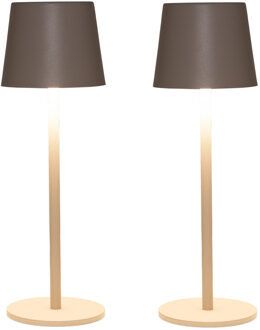 Anna's Collection Portable tafellamp Ambiance - 2x - beige/zand - aanraaksensor - 27 cm - oplaadbaar USB - binnen/bu