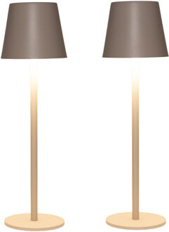 Anna's Collection Portable tafellamp Ambiance - 2x - beige/zand - aanraaksensor - draadloos/oplaadbaar USB - binnen/bu