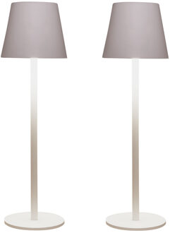 Anna's Collection Portable tafellamp Ambiance - 2x - wit - aanraaksensor - draadloos/oplaadbaar USB - binnen/buiten