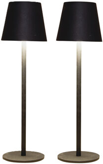 Anna's Collection Portable tafellamp Ambiance - 2x - zwart - aanraaksensor - draadloos/oplaadbaar USB - binnen/buiten