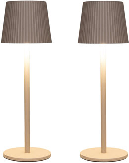 Anna's Collection Portable tafellamp Glambiance - 2x - beige/zand - 27 cm - aanraaksensor - draadloos/oplaadbaar USB