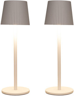 Anna's Collection Portable tafellamp Glambiance - 2x - wit - 27 cm - aanraaksensor - draadloos/oplaadbaar USB - binnen