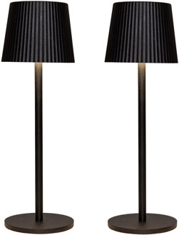 Anna's Collection Portable tafellamp Glambiance - 2x - zwart - 27 cm - aanraaksensor - draadloos/oplaadbaar USB - binn