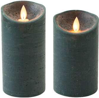 Anna's Collection Set van 2x stuks Antiek Groen Led kaarsen met bewegende vlam