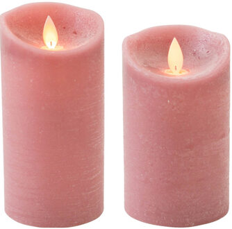 Anna's Collection Set van 2x stuks Antiek Roze Led kaarsen met bewegende vlam
