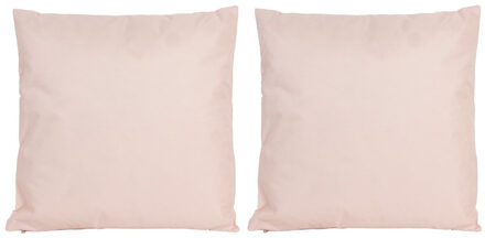 Anna's Collection Set van 2x stuks bank/Sier kussens voor binnen en buiten in de kleur lichtroze 45 x 45 cm Tuinkussen