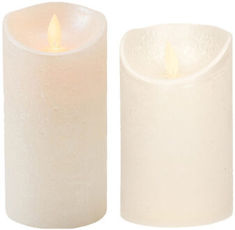 Anna's Collection Set van 2x stuks Creme Parel Led kaarsen met bewegende vlam