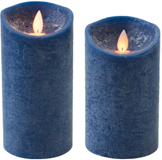 Anna's Collection Set van 2x stuks Donkerblauwe Led kaarsen met bewegende vlam