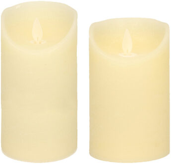 Anna's Collection Set van 2x stuks Ivoor Witte Led kaarsen met bewegende vlam