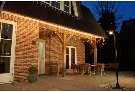 Anna's Collection Set van 2x stuks kerst ijspegelverlichting met timer 180 lampjes warm wit 3,6 m