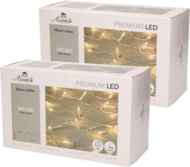 Anna's Collection Set van 2x stuks kerstverlichting warm wit 360 leds met dimmer en timer functie 3600 cm