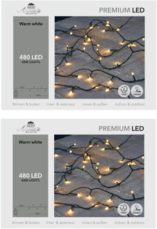 Anna's Collection Set van 2x stuks kerstverlichting warm wit 480 leds met dimmer en timer functie 4800 cm