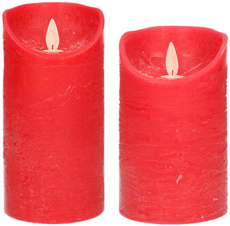 Anna's Collection Set van 2x stuks Rode Led kaarsen met bewegende vlam