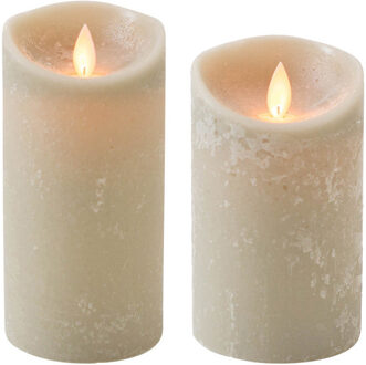 Anna's Collection Set van 2x stuks Taupe Led kaarsen met bewegende vlam