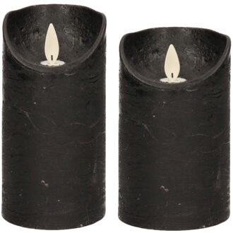 Anna's Collection Set van 2x stuks Zwarte Led kaarsen met bewegende vlam